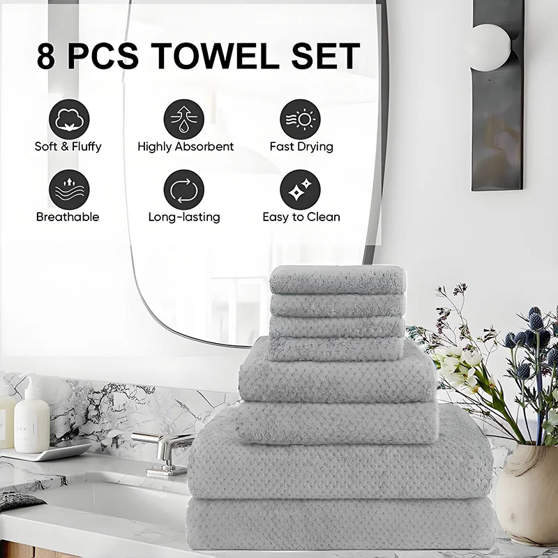 Luxury 8 Piece Cotton Towel Set for Ultimate Comfort