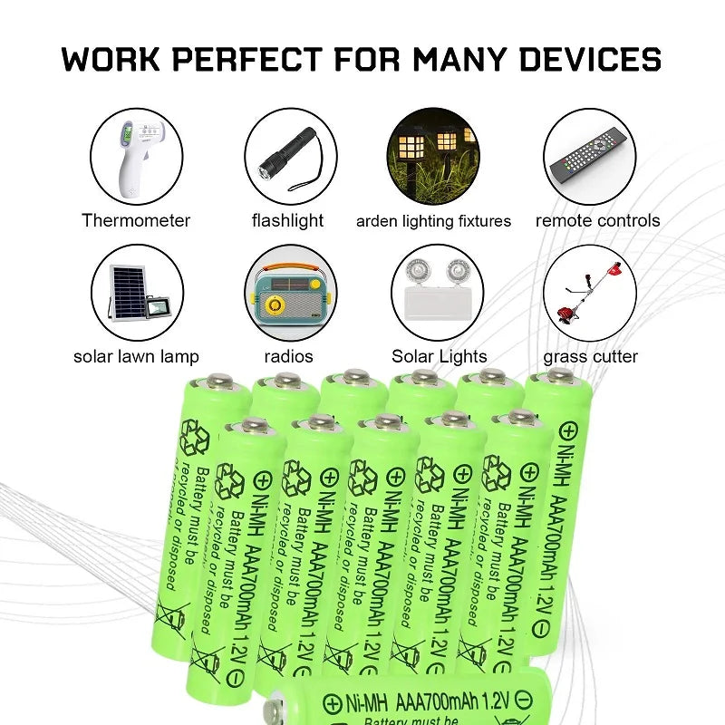 High Capacity AAA Rechargeable Batteries for Solar Lights