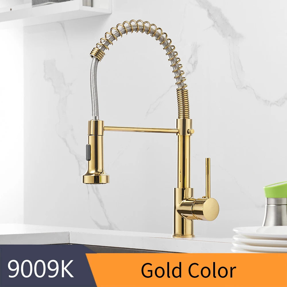 Pull Down Single Lever Kitchen Faucet With Brushed Finish