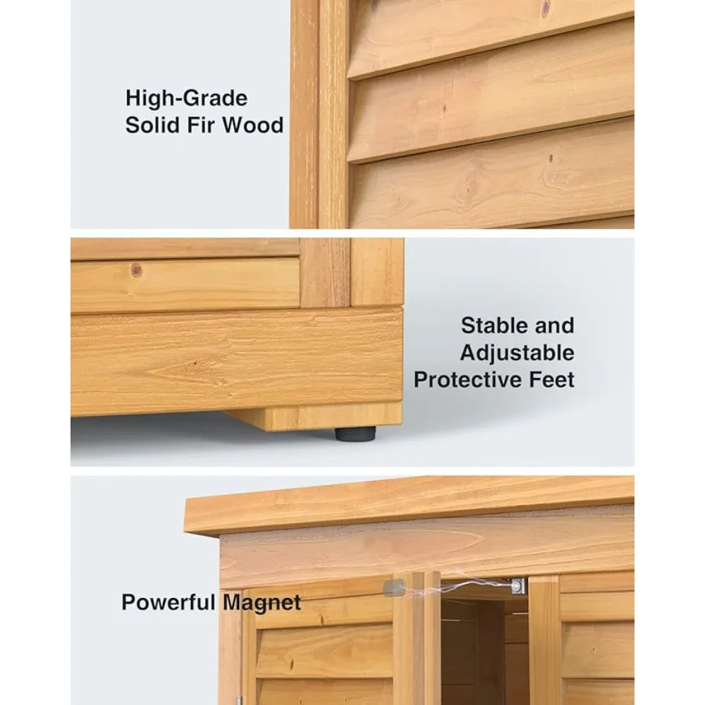 Lockable Storage Cabinet with Double Doors and Three Shelves