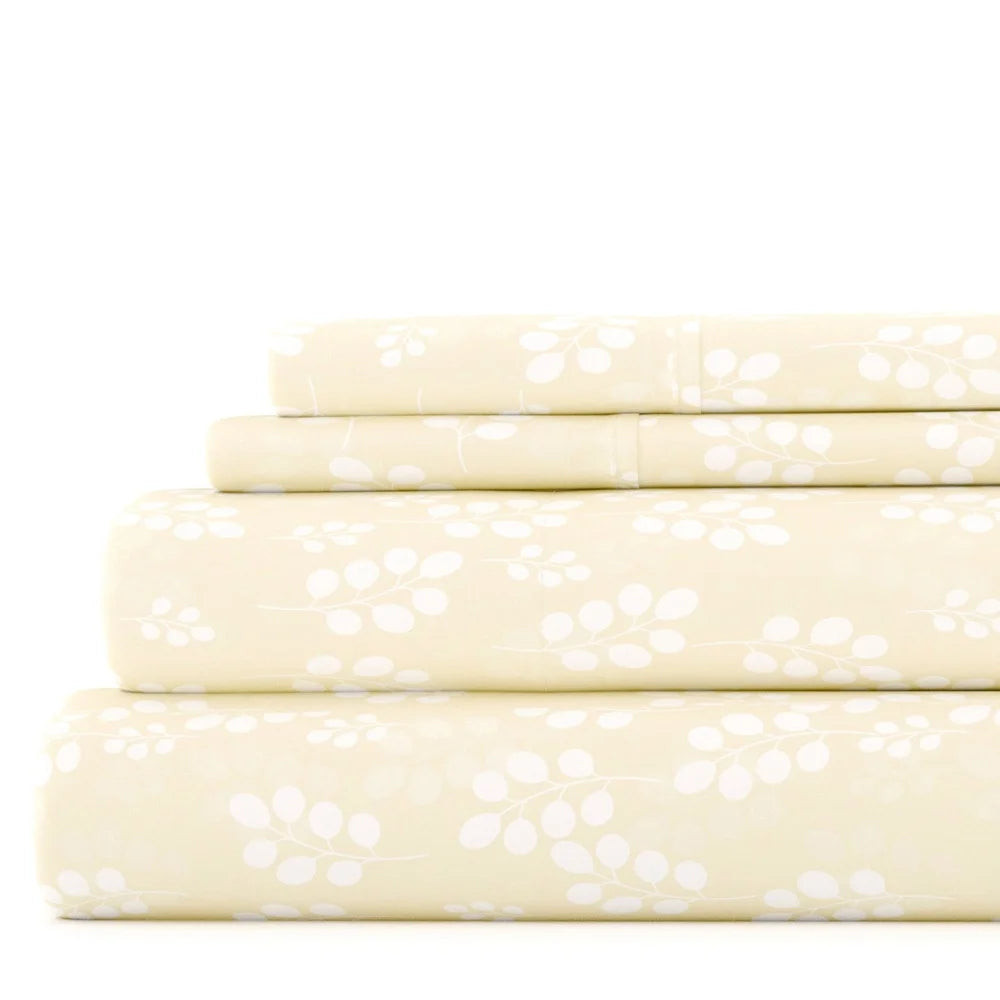 Luxurious Microfiber Bed Sheet Set with Floral Pattern