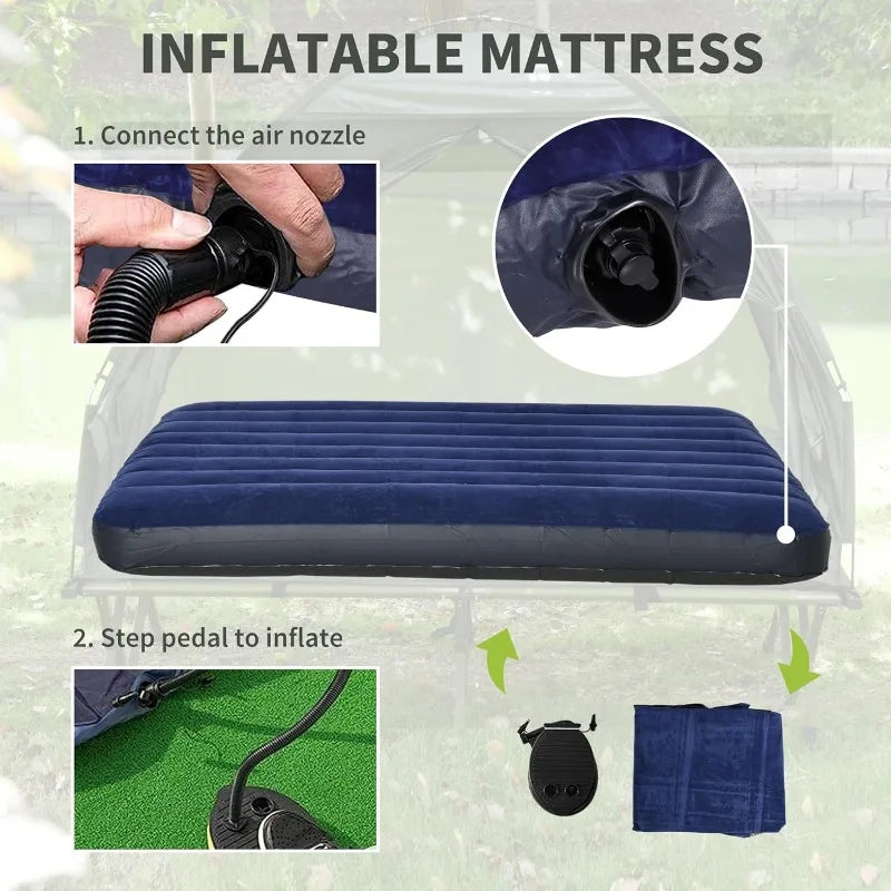 Outsunny 4-in-1 Camping Cot with Tent and Air Mattress