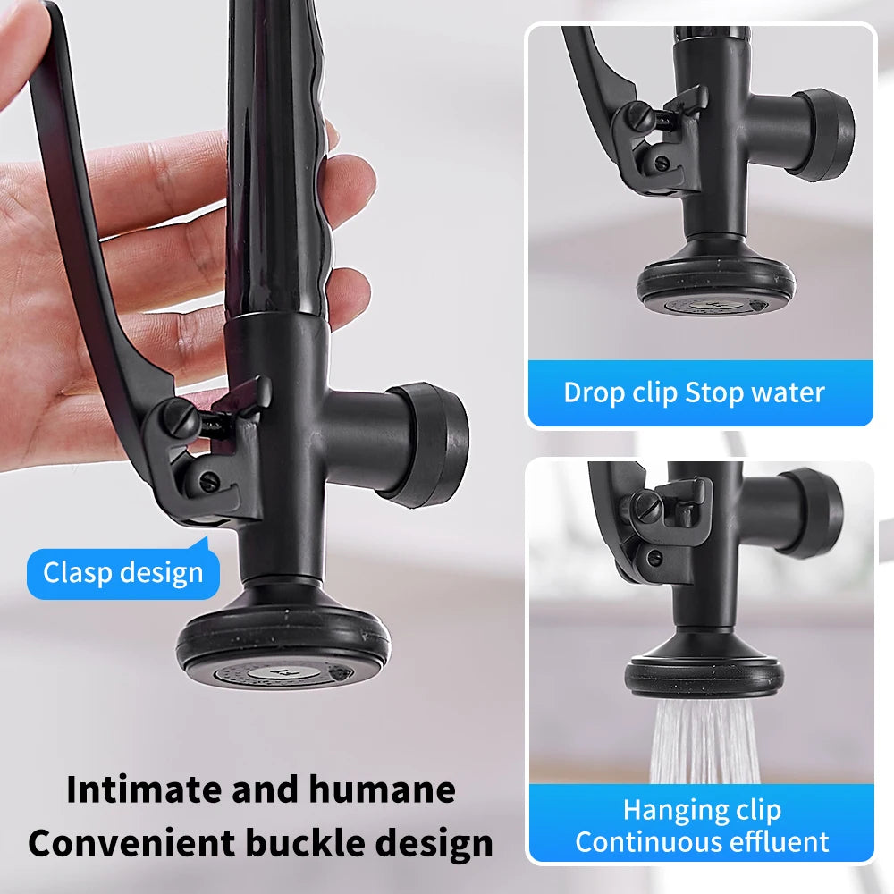 Brass Pull Out Kitchen Faucet With Swivel Spout Mixer