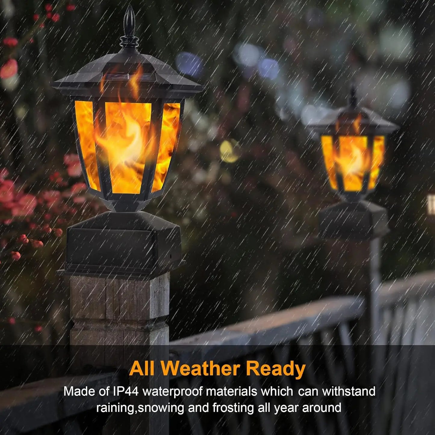 Waterproof Solar Flame Post Lights for Outdoor Garden Decoration