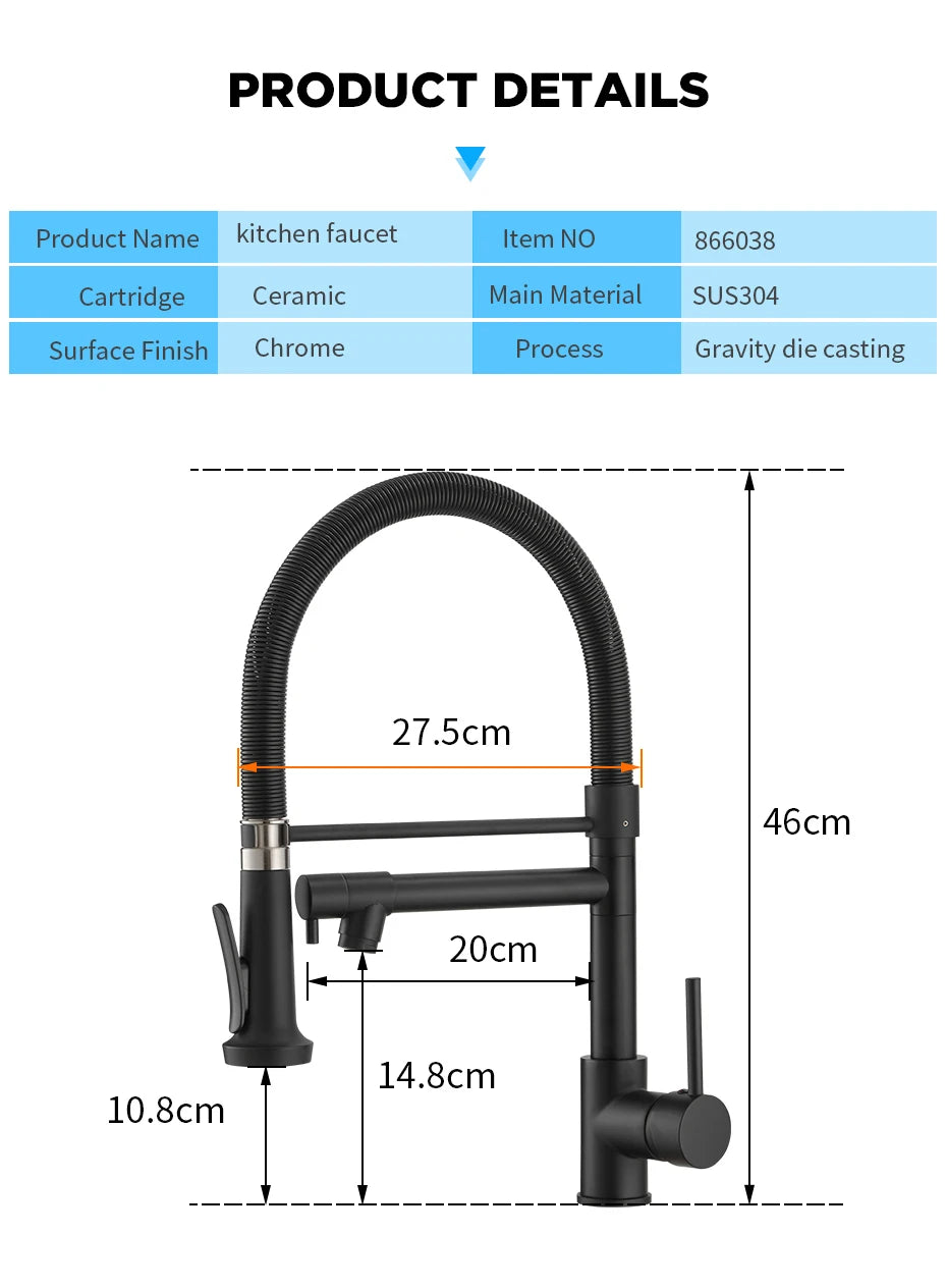 Pull Down Single Lever Kitchen Faucet With Brushed Finish