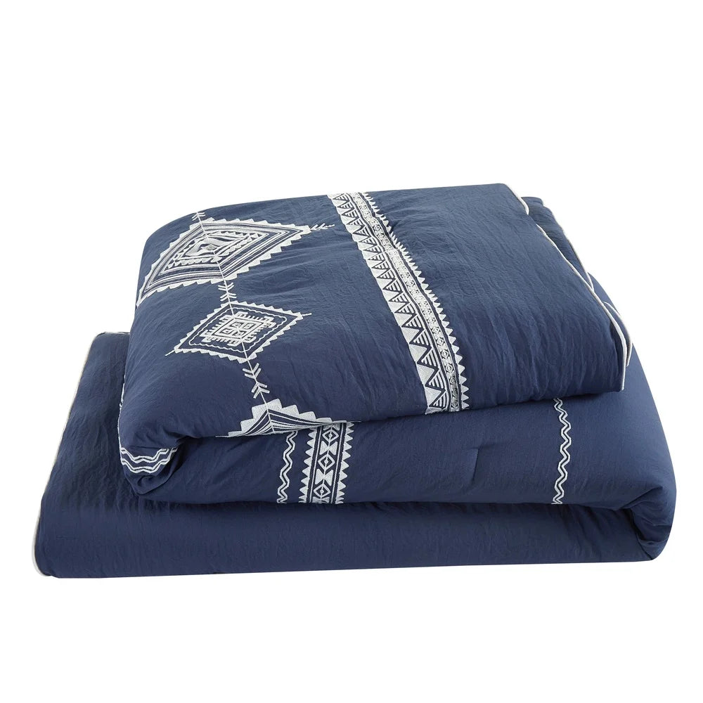 Navy Comforter Set with Decorative Pillows for Elegant Bedding