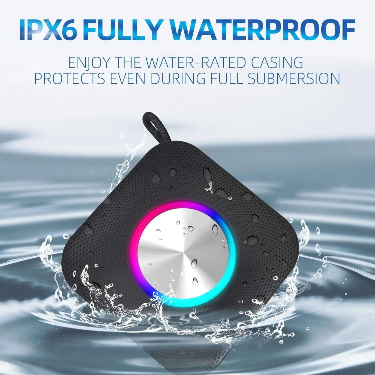 Portable Waterproof Bluetooth Speaker with TWS Stereo Sound