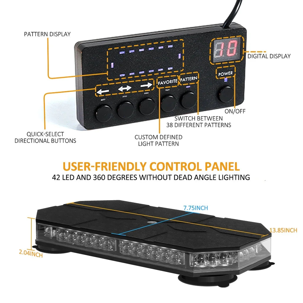 LED Car Roof Top Strobe Lights Emergency Warning Beacon