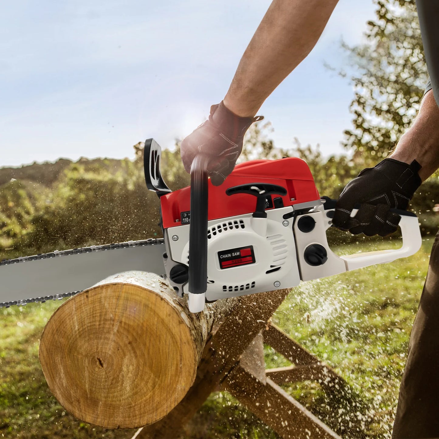 Gas Powered Chainsaw for Efficient Tree Pruning and Wood Cutting