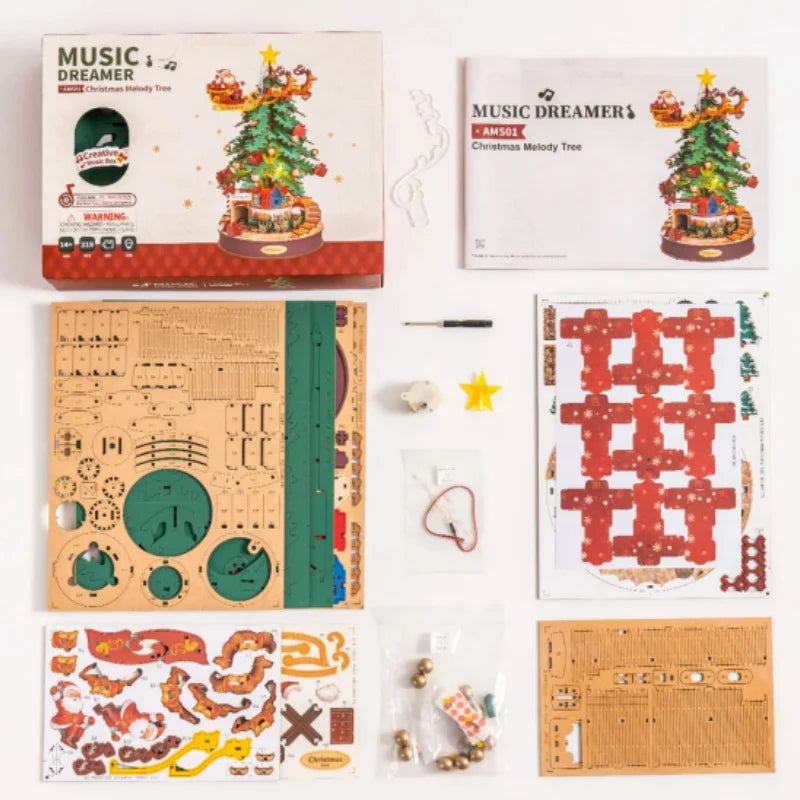 Robotime Christmas Melody Tree 3D Wooden Music Box Puzzle