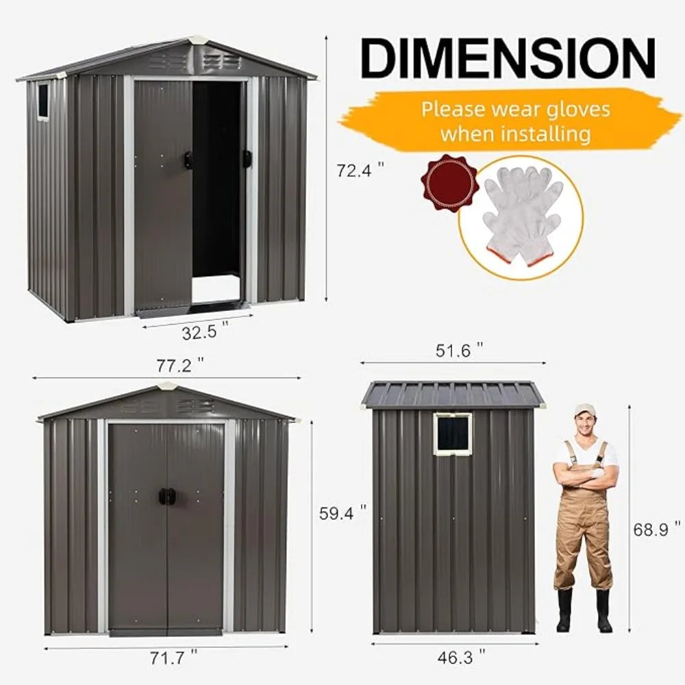 Lockable Outdoor Waterproof Tool Storage Shed for Garden Use