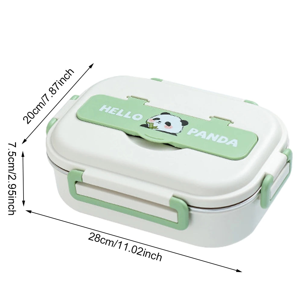 Panda Stainless Steel Thermal Lunch Box with Cutlery Set