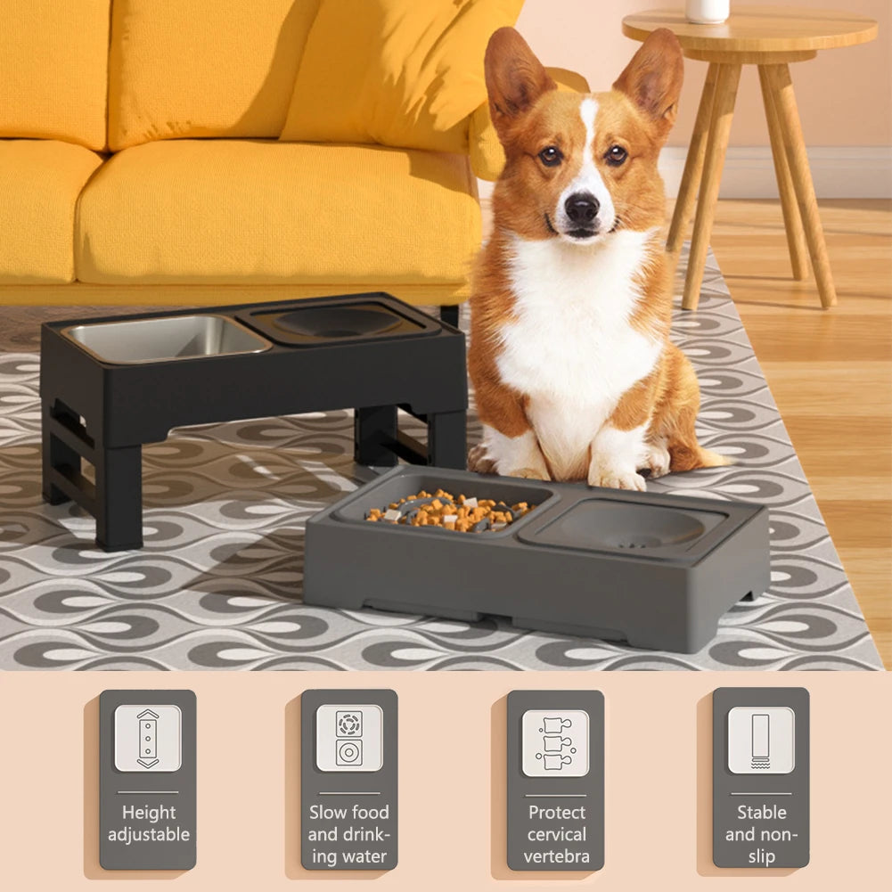 Adjustable Stainless Steel Slow Feed Water Bowls for Pets