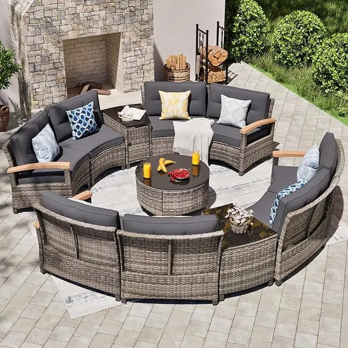 Stylish Half-Moon Outdoor Patio Furniture Conversation Set