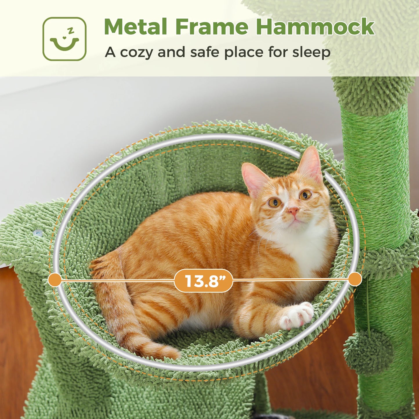 Cactus Cat Tree With Condo Hammock And Dangling Ball