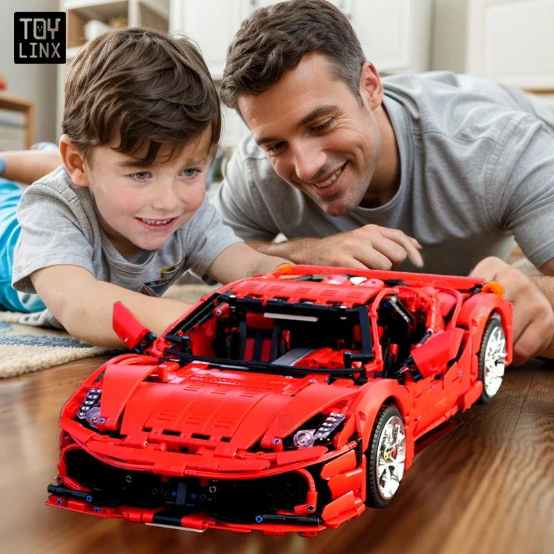 Kbox Red Sports Car Model Building Blocks for Creative Fun