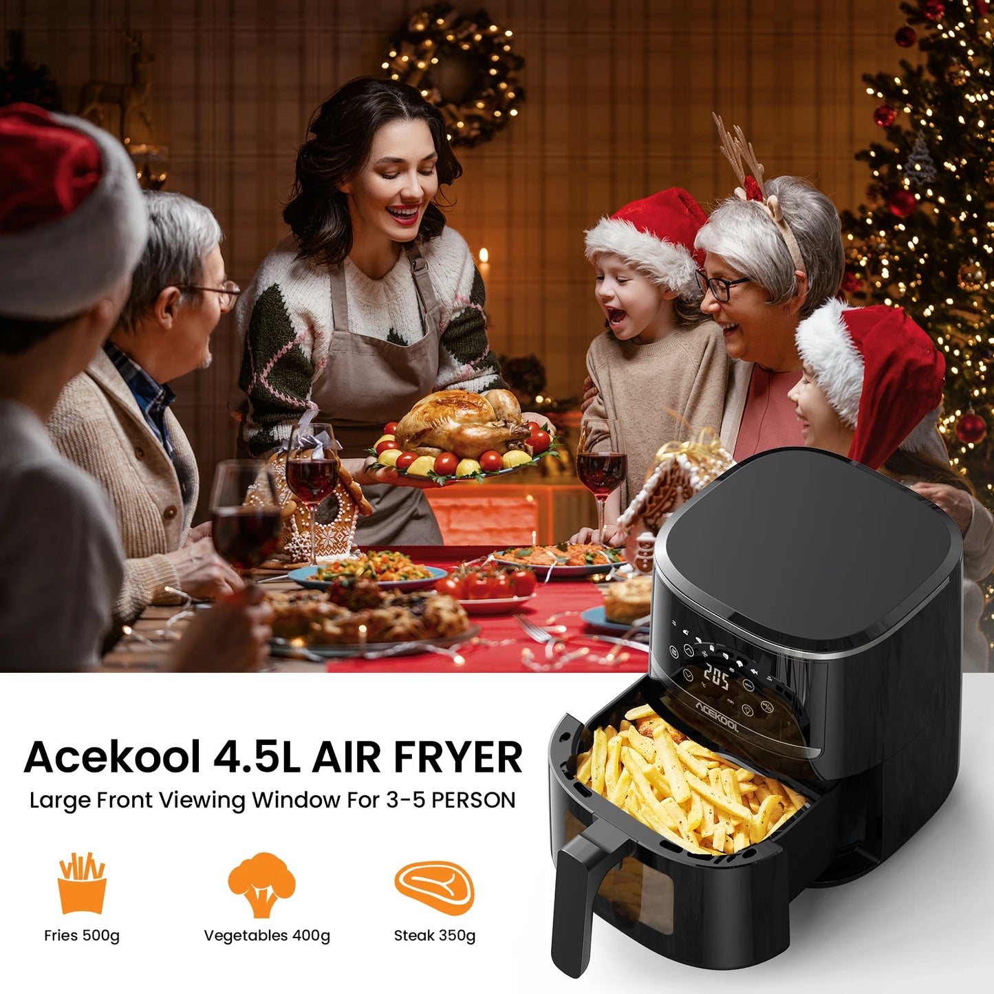 Digital Air Fryer Toaster Oven With 8 Presets And Window