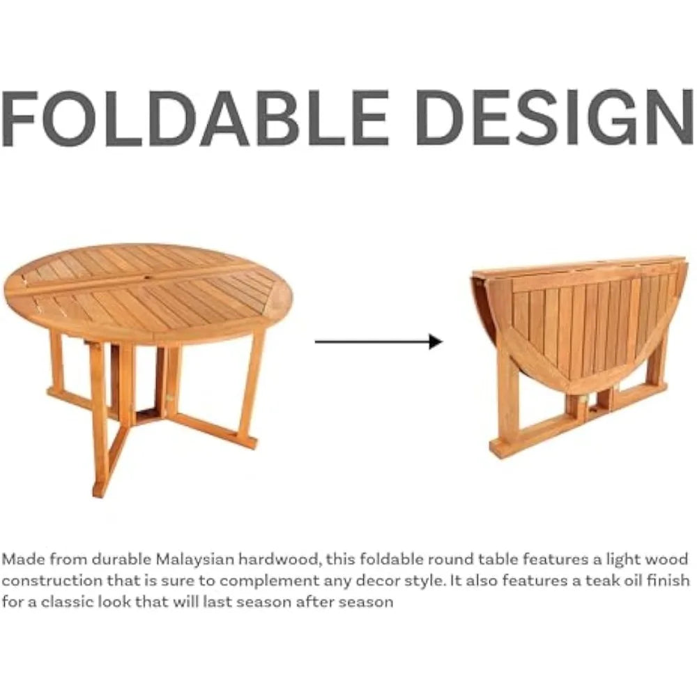Malaysian Hardwood Folding Patio Dining Table for Space-Saving Fun
