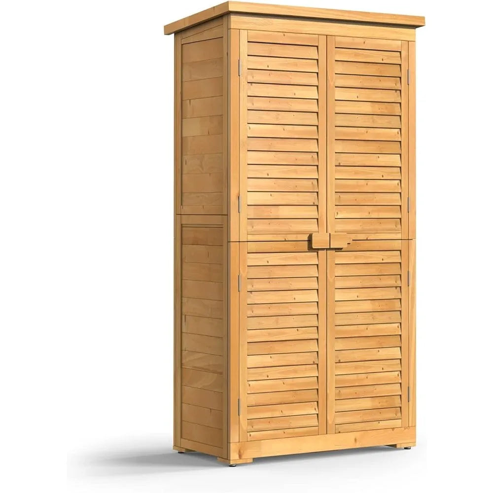 Lockable Storage Cabinet with Double Doors and Three Shelves