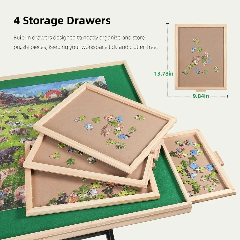 Wooden Jigsaw Puzzle Table for Adults With Drawers