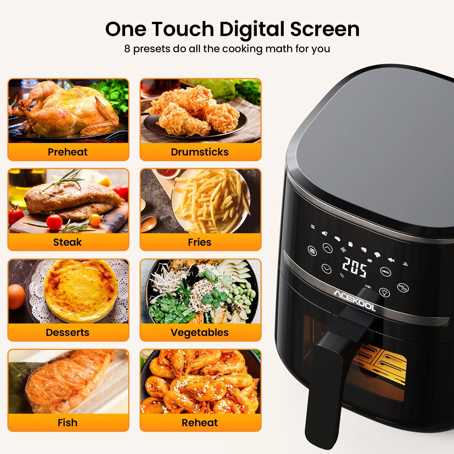 Digital Air Fryer Toaster Oven With 8 Presets And Window
