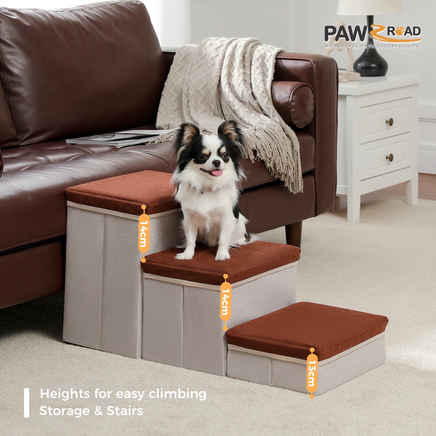 Foldable 3-Tier Dog Stairs with Storage for Easy Access