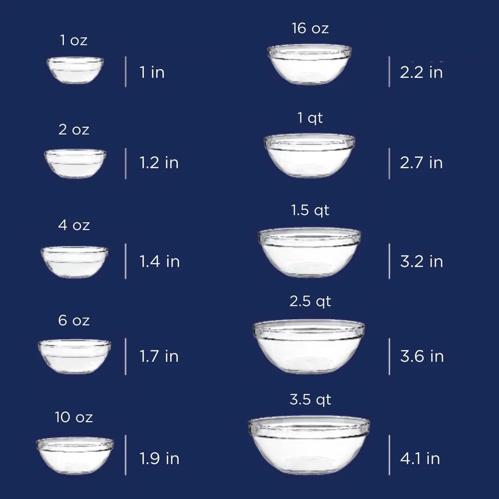 Glass Mixing Bowl Set 10 Piece Nesting Kitchen Essentials