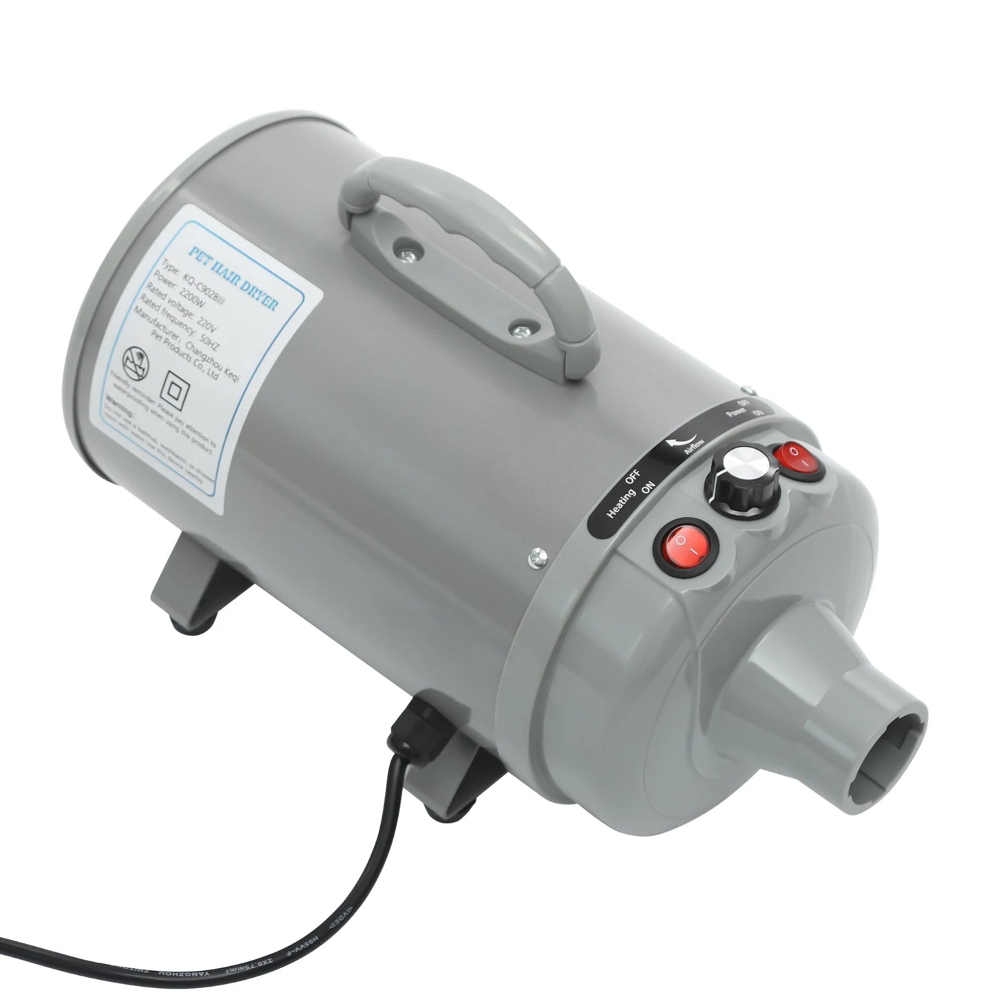 Electric Pet Hair Dryer with Adjustable Wind and Nozzles