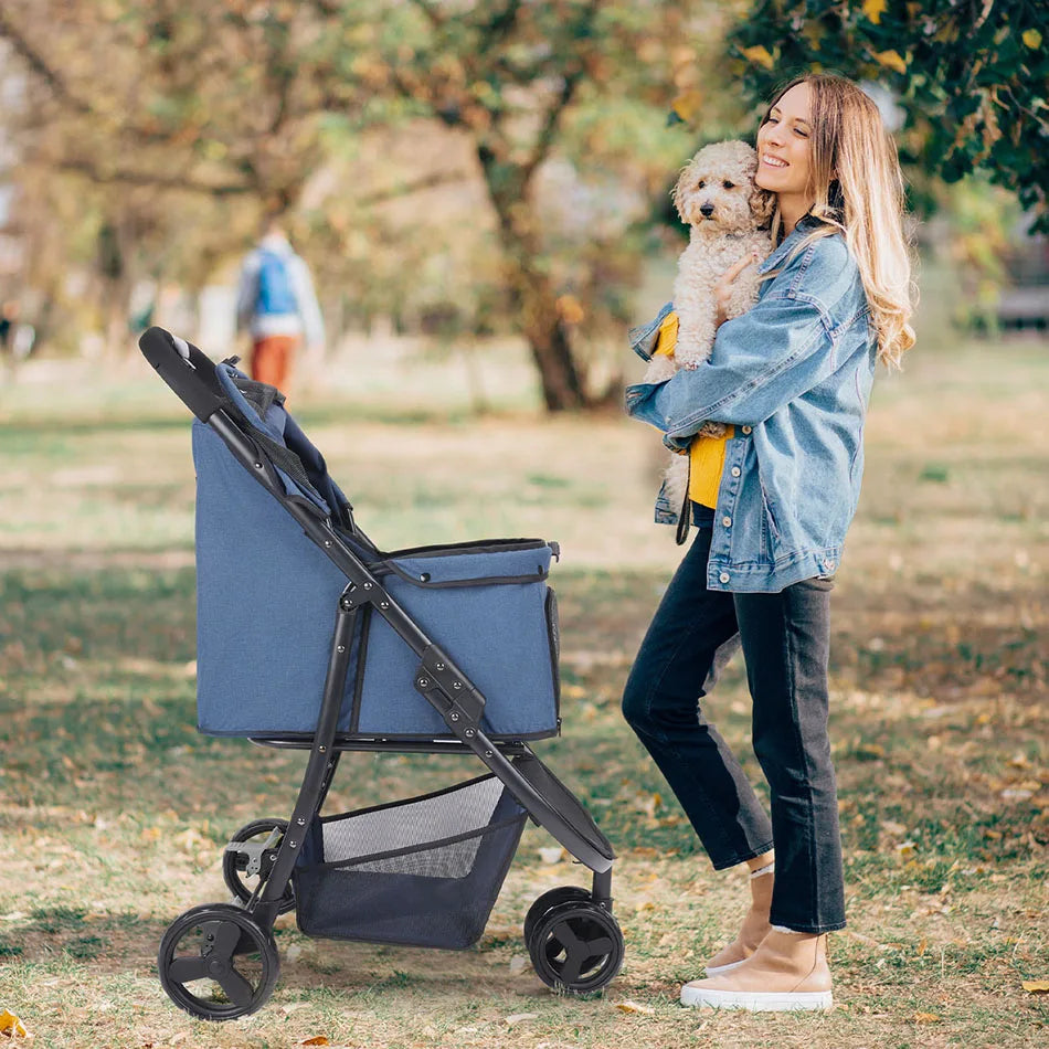 Foldable Pet Stroller Bag for Dogs and Cats on the Go
