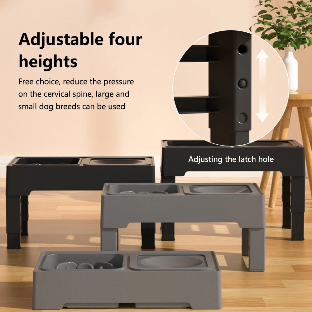 Adjustable Stainless Steel Slow Feed Water Bowls for Pets