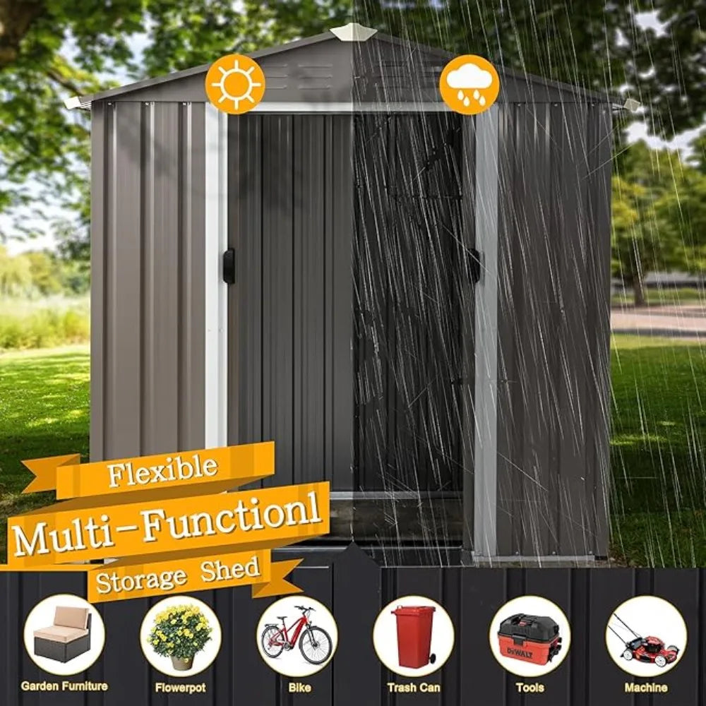 Lockable Outdoor Waterproof Tool Storage Shed for Garden Use