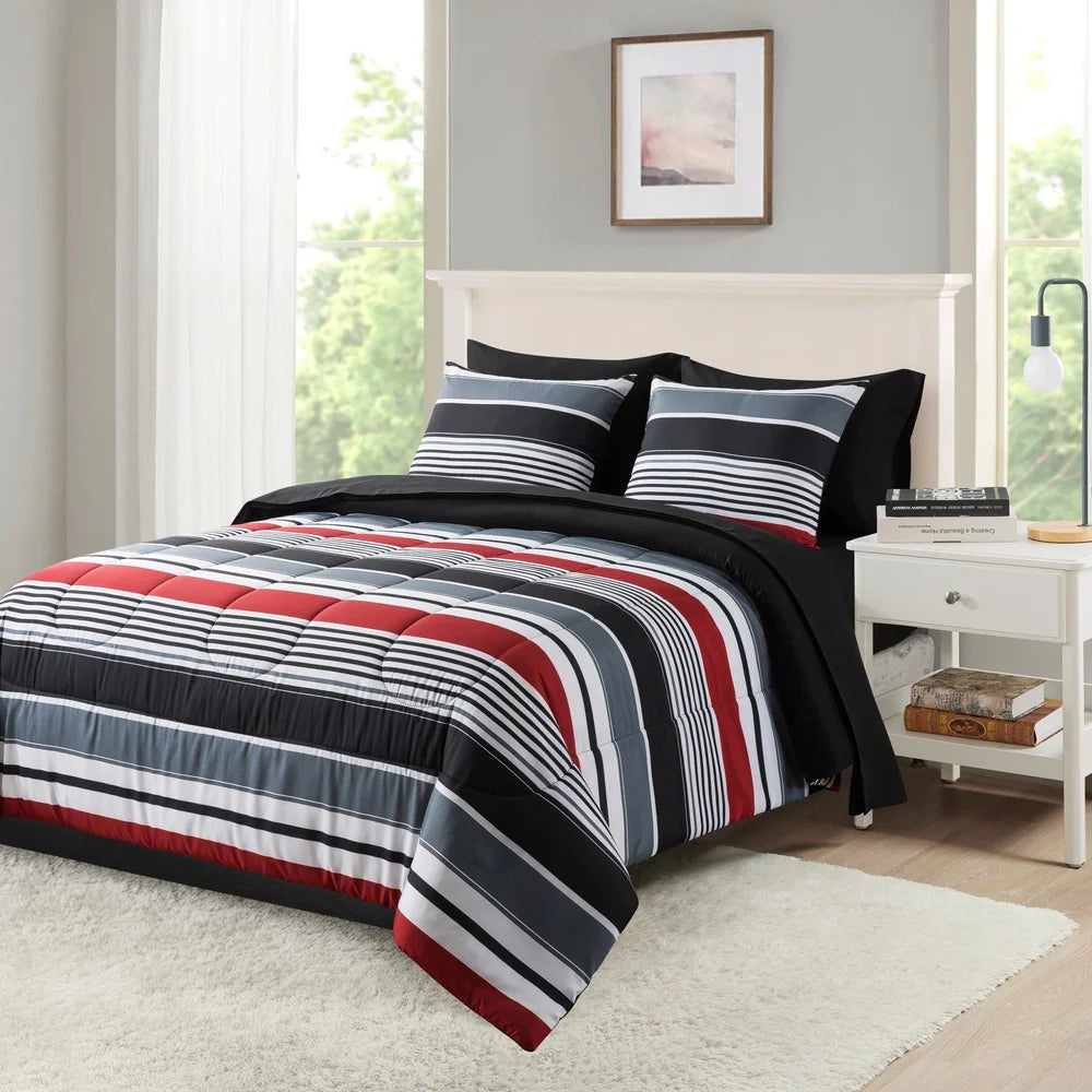 Reversible Bedding Set with Comforter Sheets and Pillowcases