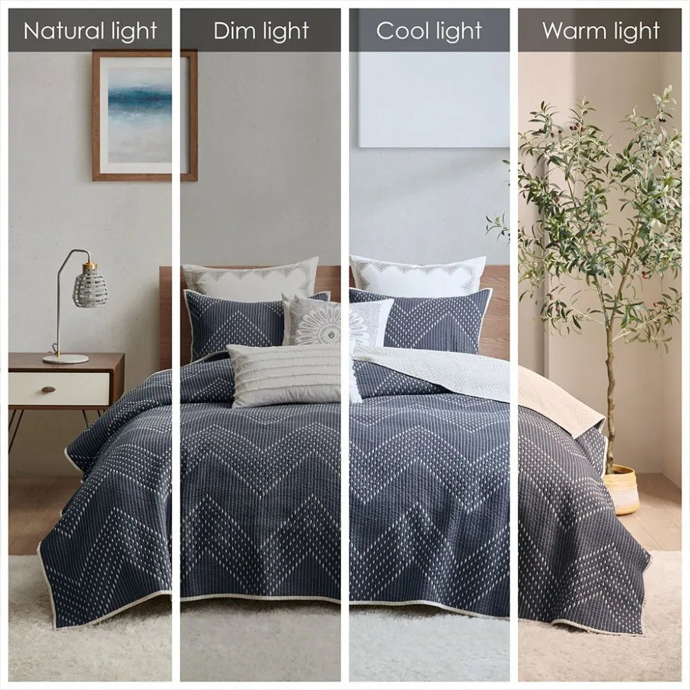 Embroidered Cotton Quilt Set for Cozy Home Decor