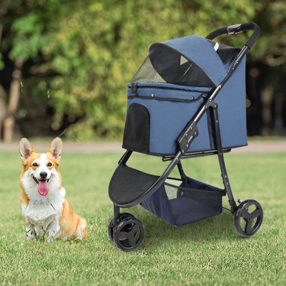 Foldable Pet Stroller Bag for Dogs and Cats on the Go
