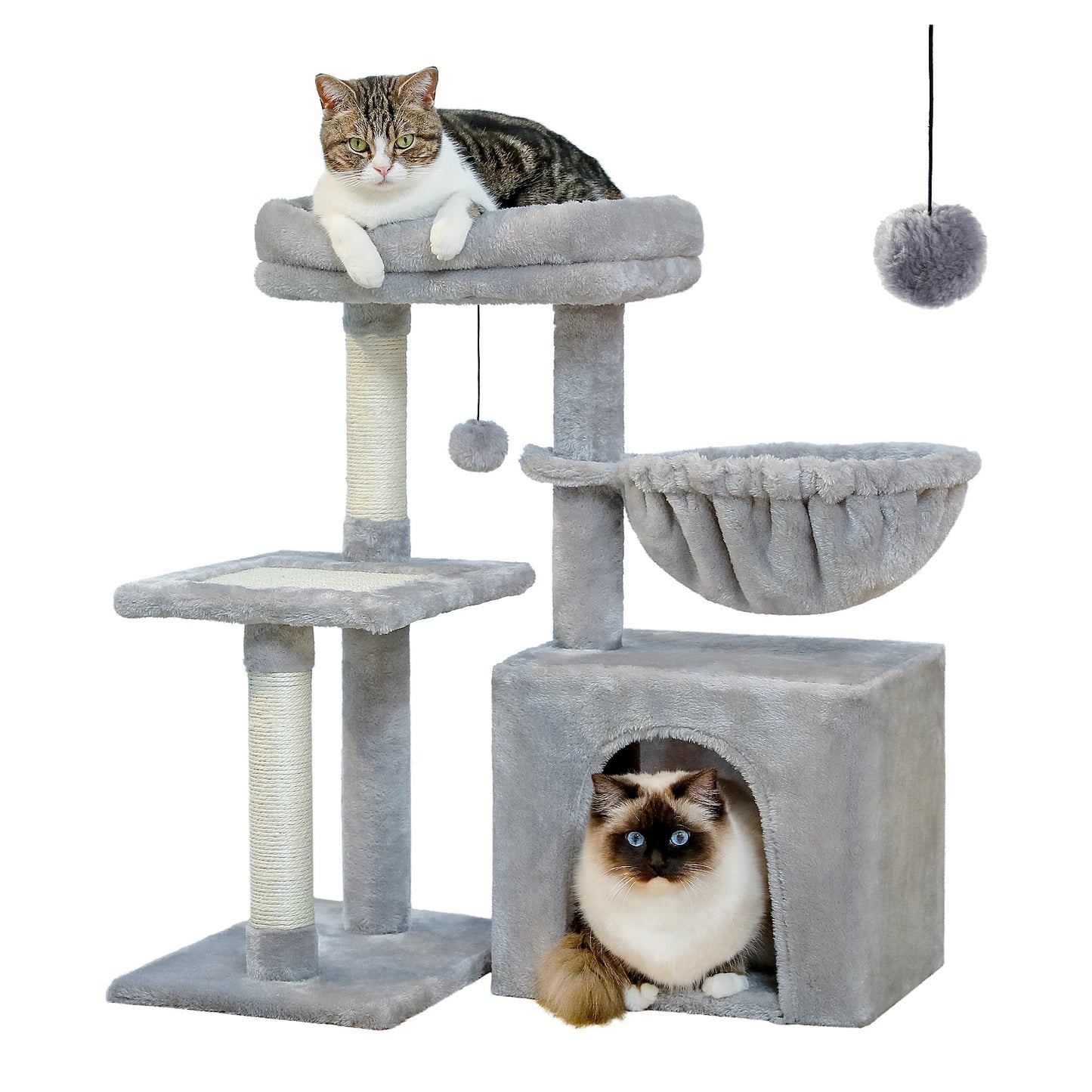 Indoor Cat Tree Condo With Perch And Scratching Board