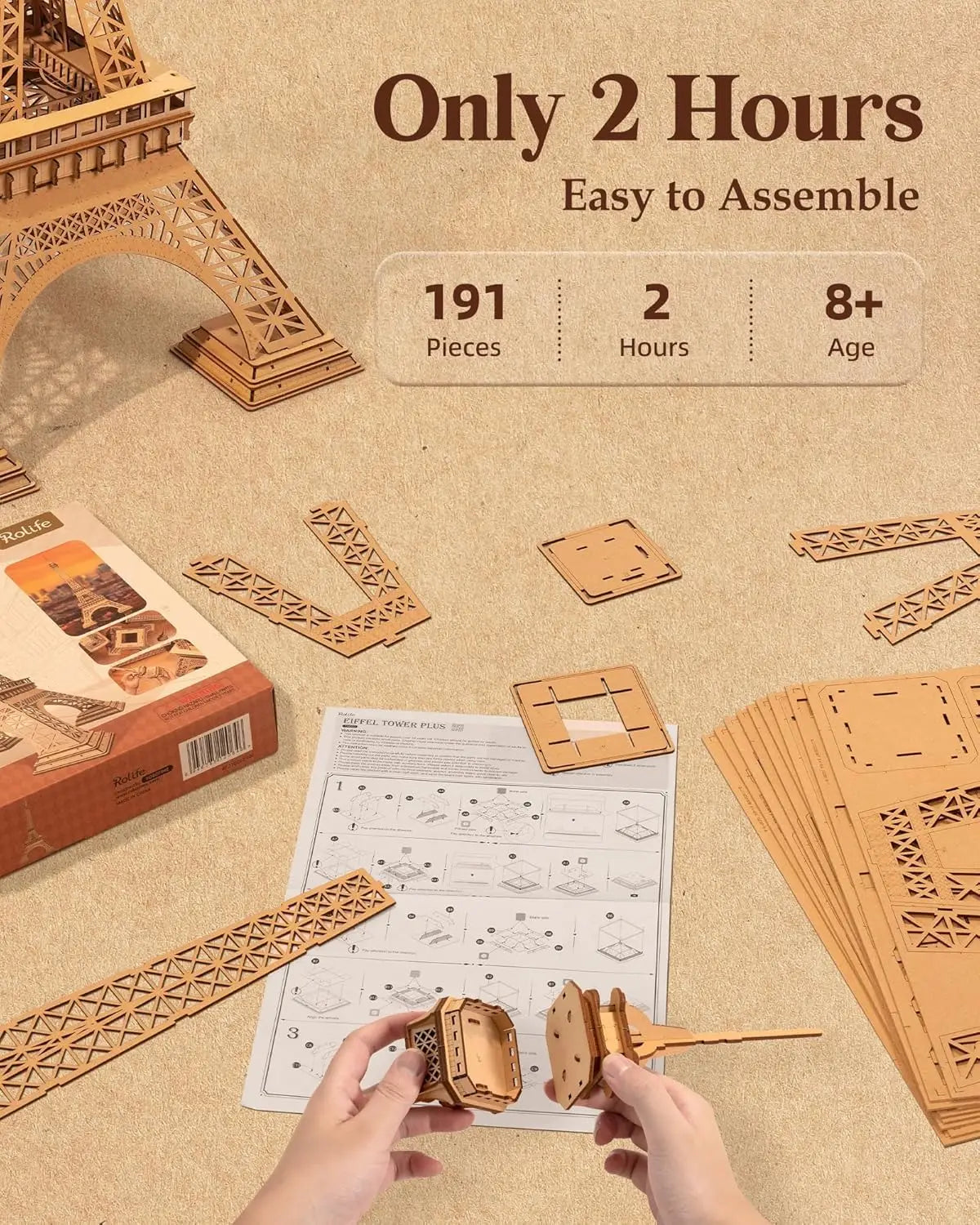 Robotime Rolife DIY Wooden 3D Eiffel Tower Model Kit