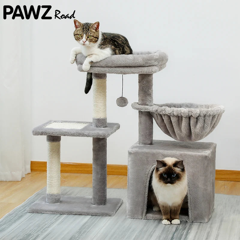 Indoor Cat Tree Condo With Perch And Scratching Board