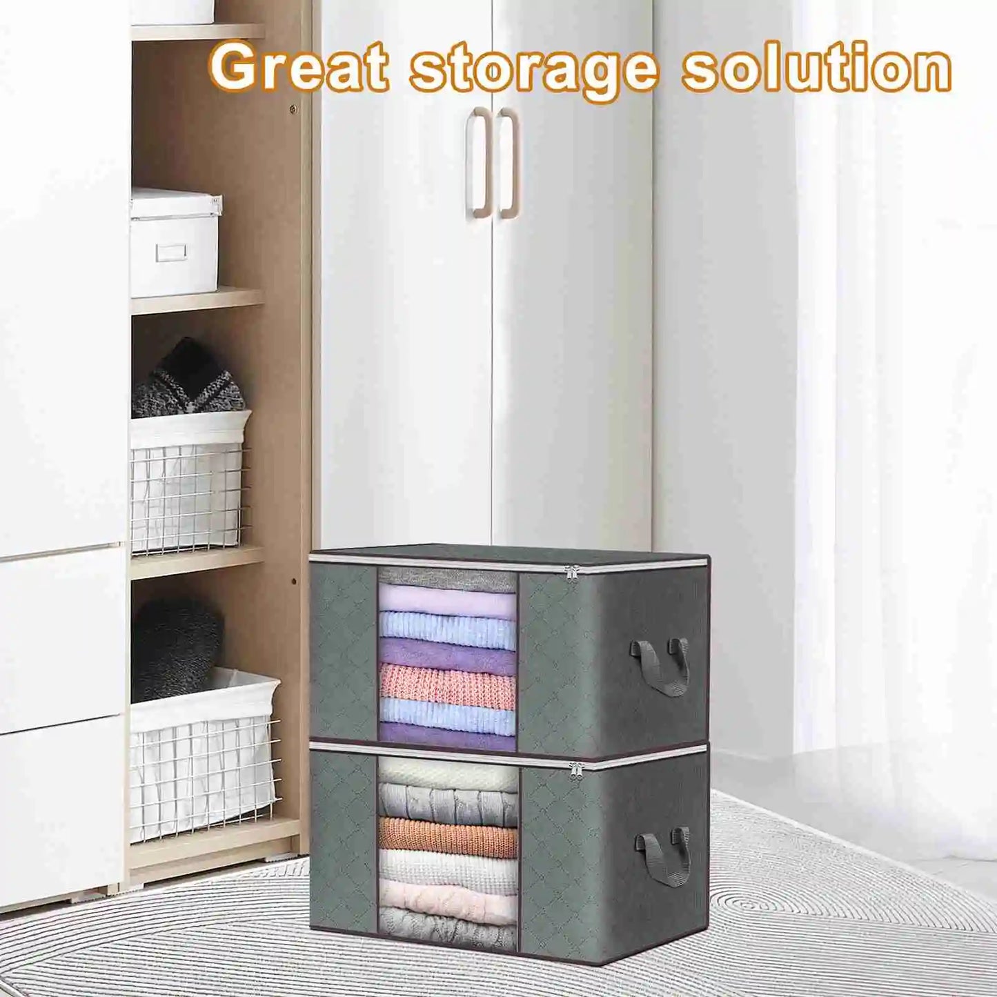 Large Storage Bags with Sturdy Handles for Closet Organization