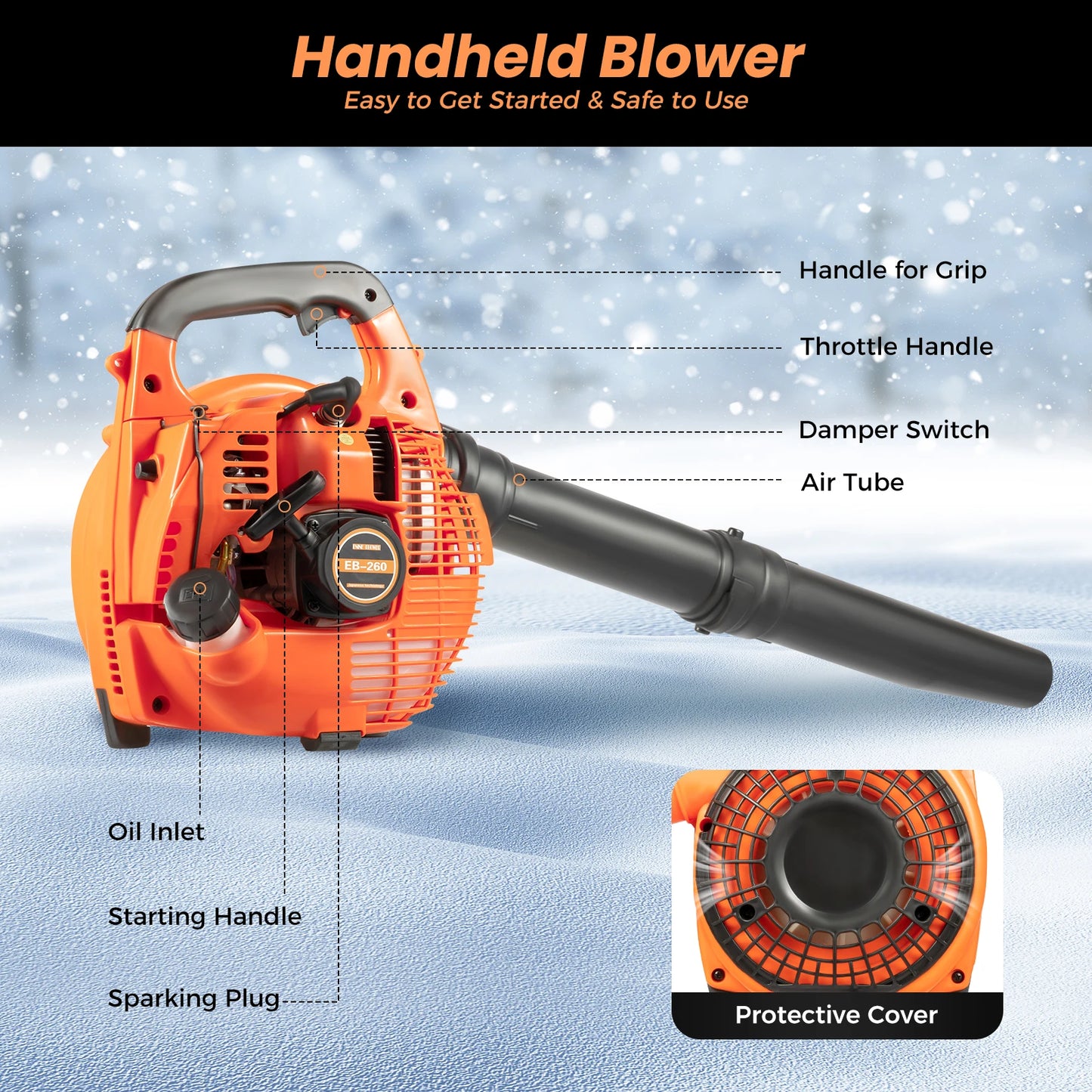 Heavy Duty Gas Powered Handheld Leaf Blower for Efficient Cleaning