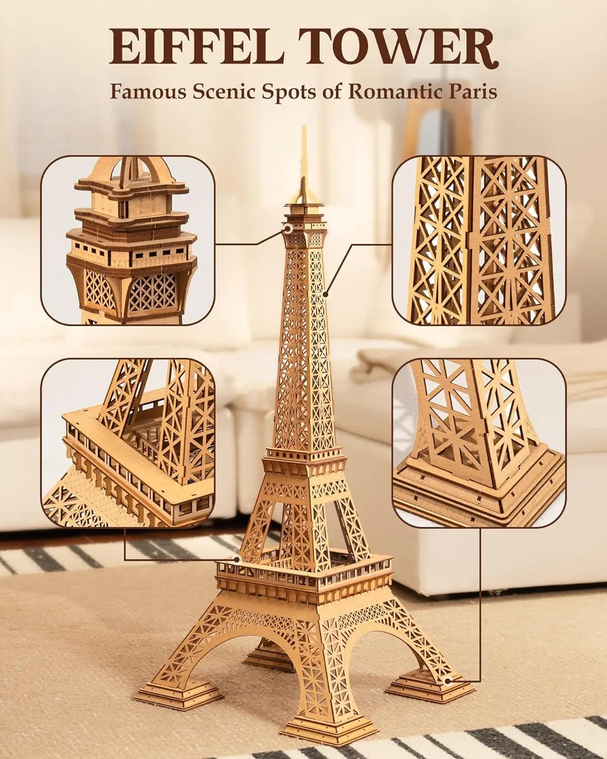 Robotime Rolife DIY Wooden 3D Eiffel Tower Model Kit