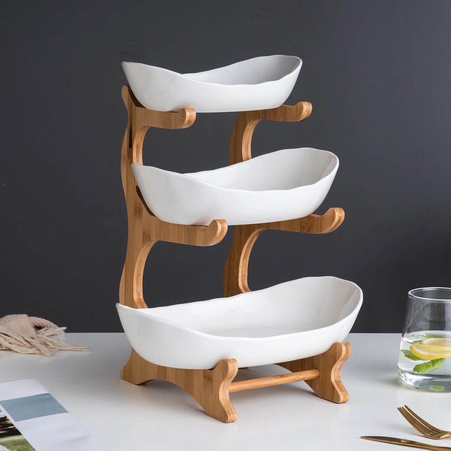 Three Layer Plastic Fruit and Snack Serving Stand