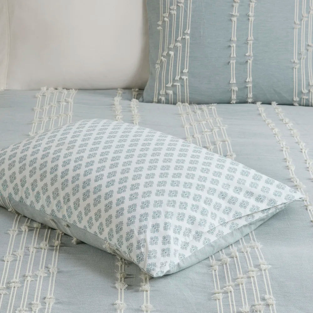 Aqua Cotton Jacquard Comforter Set for Cozy Bedrooms