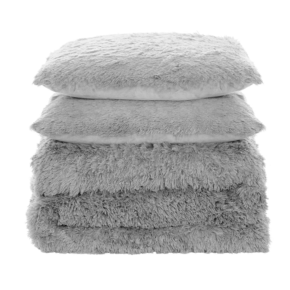 Cozy Plush Faux Fur Microfiber Comforter Bedding Set