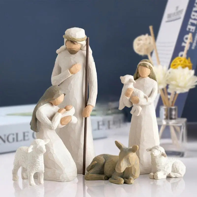 Nativity Scene Figures Set for Religious Home Decoration
