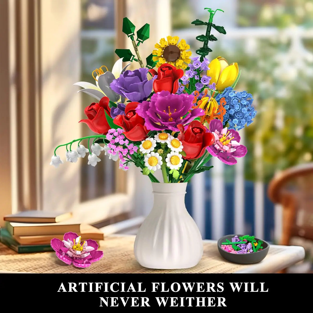 Flower Bouquet Building Set for Creative Home Decor and Gifts