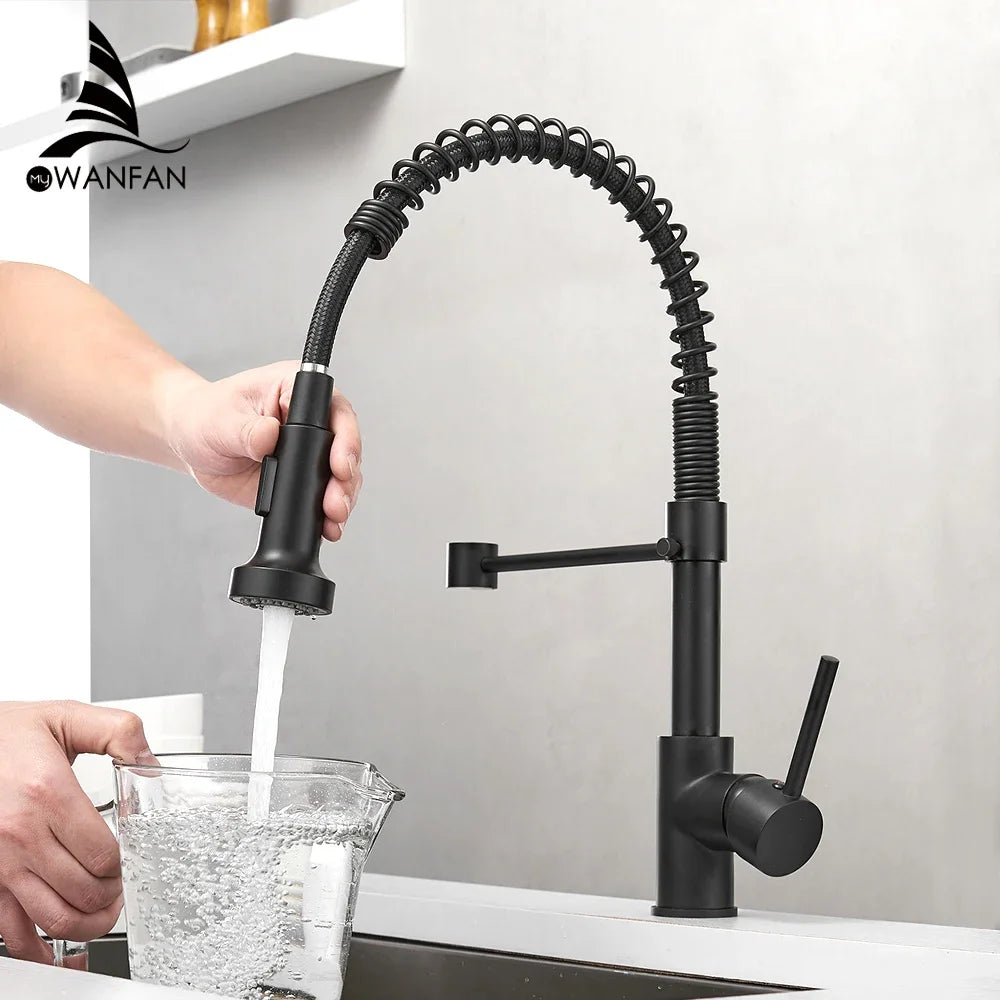 Pull Down Single Lever Kitchen Faucet With Brushed Finish