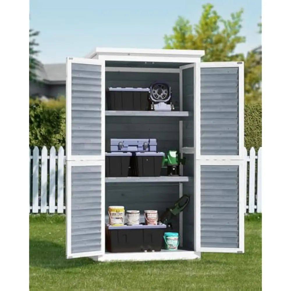Lockable Storage Cabinet with Double Doors and Three Shelves