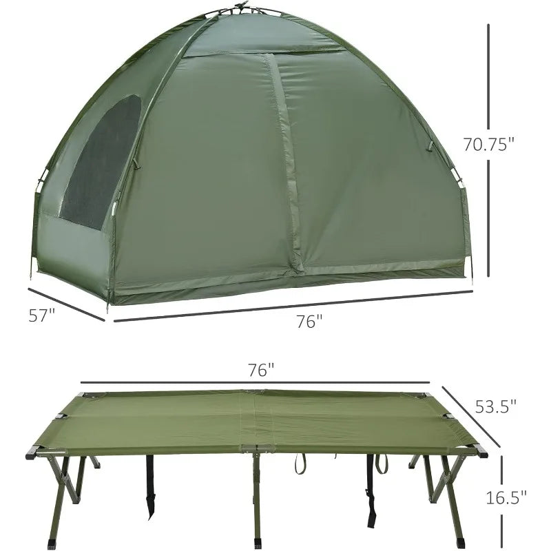Outsunny 4-in-1 Camping Cot with Tent and Air Mattress