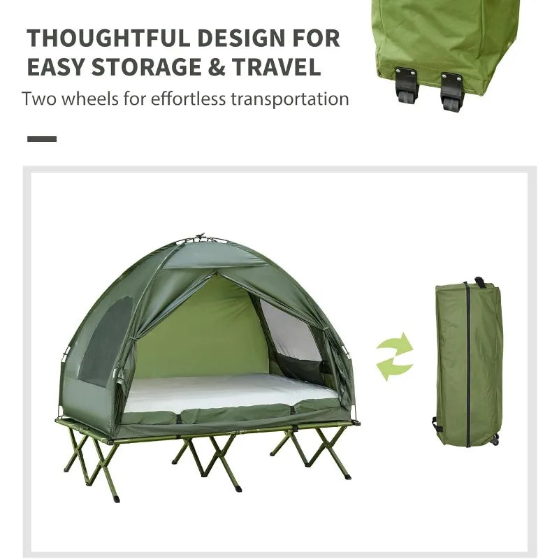 Outsunny 4-in-1 Camping Cot with Tent and Air Mattress
