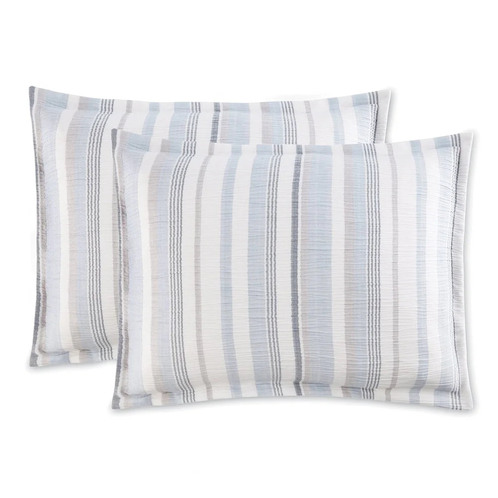 Five Piece Blue Stripe Comforter Set for All Season Comfort